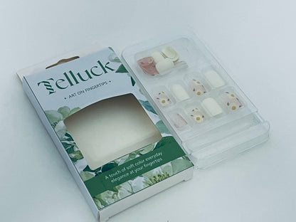 Telluck Gentle Floral Press - on Nails - Soft Color Everyday Elegance on Your Fingertips