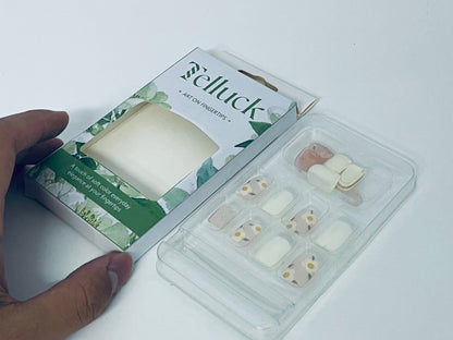 Telluck Gentle Floral Press - on Nails - Soft Color Everyday Elegance on Your Fingertips