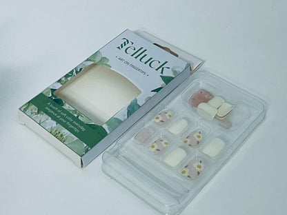 Telluck Gentle Floral Press - on Nails - Soft Color Everyday Elegance on Your Fingertips