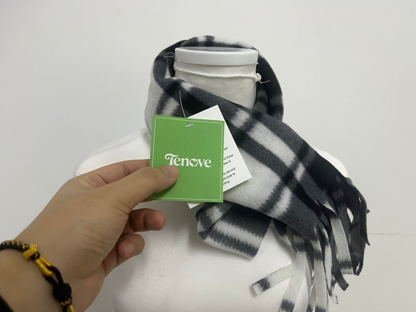 Tenove Black & White Plaid Fringe Scarf A Vintage & Warm Essential for Autumn/Winter Styling