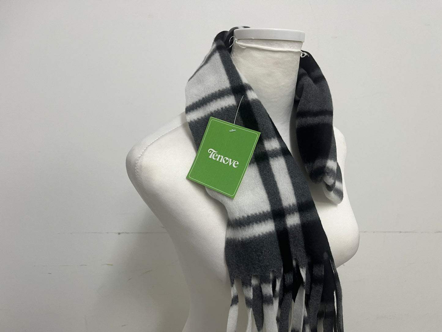 Tenove Black & White Plaid Fringe Scarf A Vintage & Warm Essential for Autumn/Winter Styling