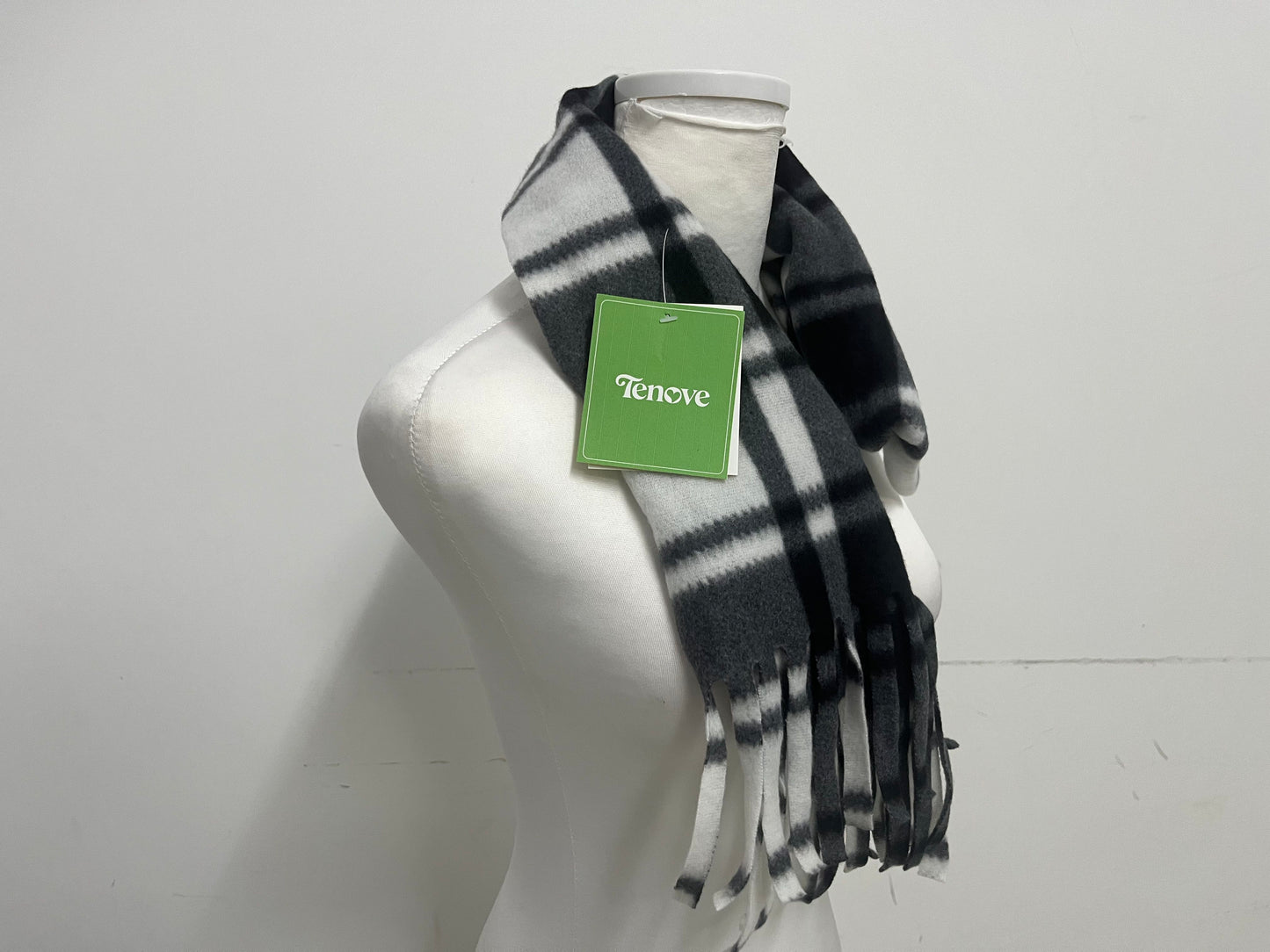 Tenove Black & White Plaid Fringe Scarf A Vintage & Warm Essential for Autumn/Winter Styling