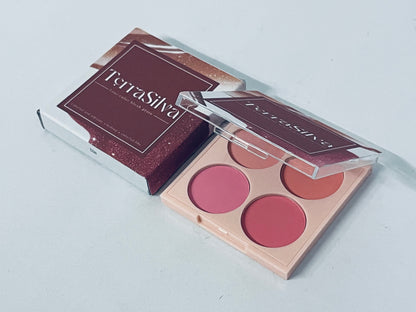 TerraSilva Powder Blush 4 colors, Lightweight, Smooth, Blendable, Long-lasting All-Day Face Enhancing Makeup Color