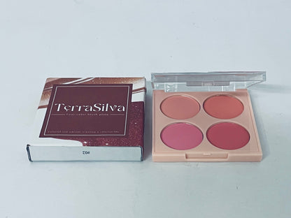 TerraSilva Powder Blush 4 colors, Lightweight, Smooth, Blendable, Long-lasting All-Day Face Enhancing Makeup Color