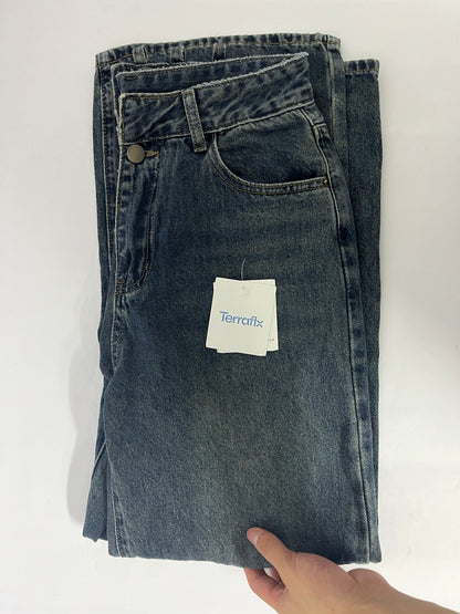 Terraflx Women's Wide Leg Jeans High Waisted Stretchy Jeans Straight Leg Ankle Denim Pants with Slant Pockets