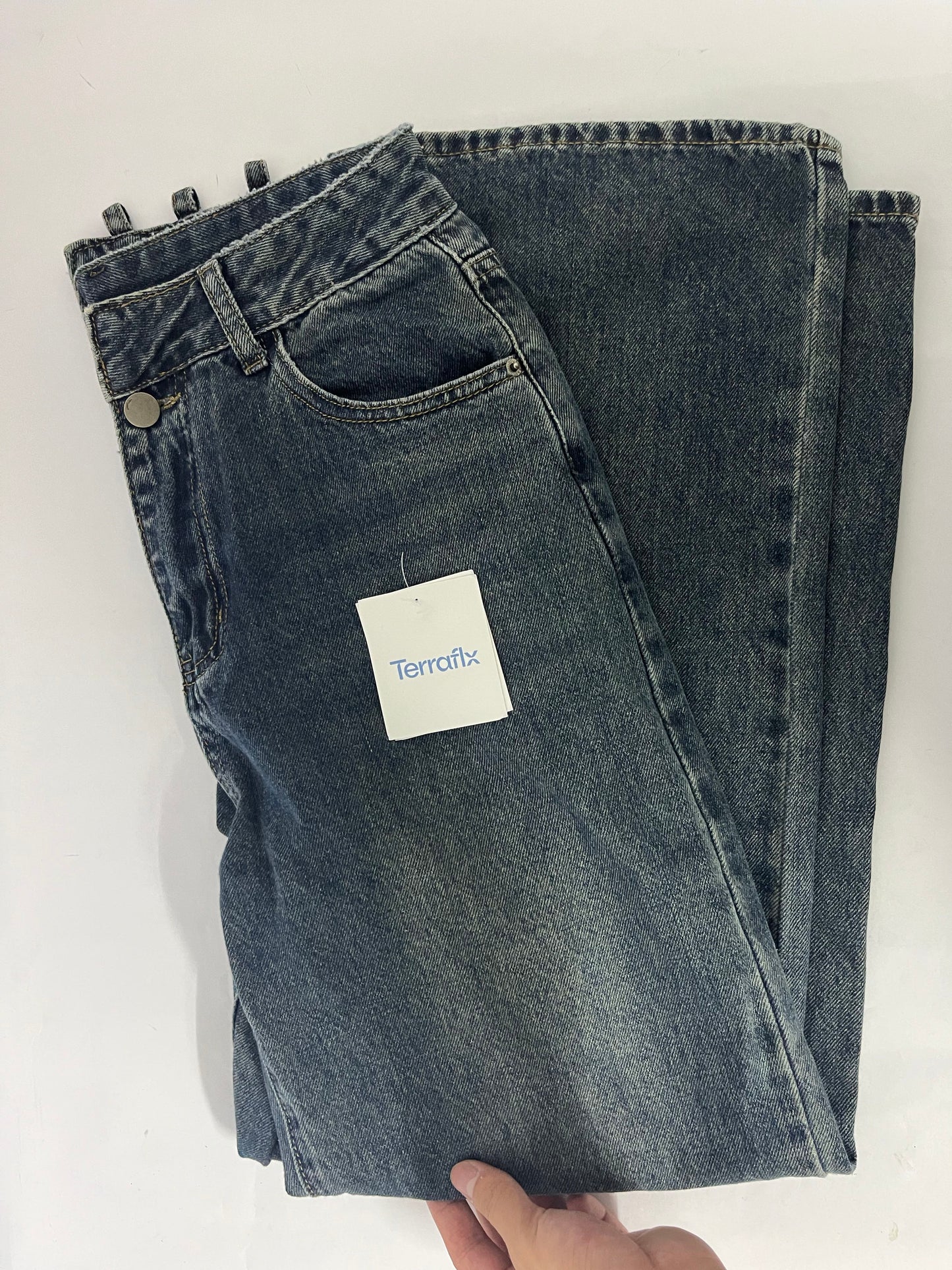 Terraflx Women's Wide Leg Jeans High Waisted Stretchy Jeans Straight Leg Ankle Denim Pants with Slant Pockets