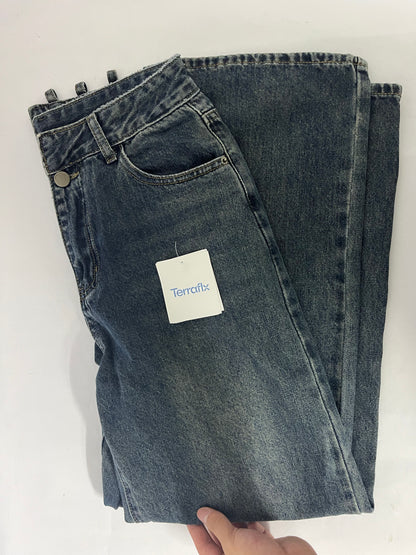 Terraflx Women's Wide Leg Jeans High Waisted Stretchy Jeans Straight Leg Ankle Denim Pants with Slant Pockets