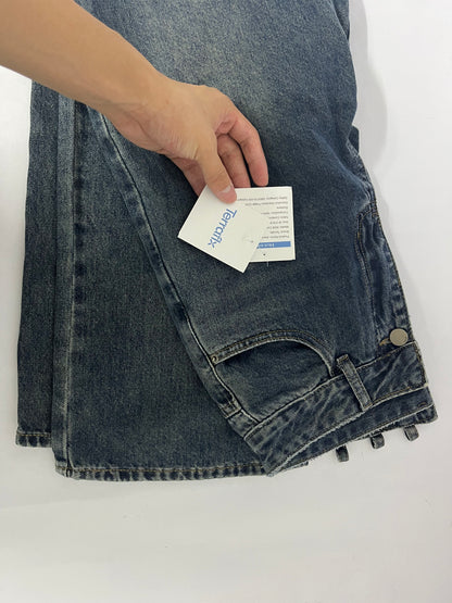 Terraflx Women's Wide Leg Jeans High Waisted Stretchy Jeans Straight Leg Ankle Denim Pants with Slant Pockets