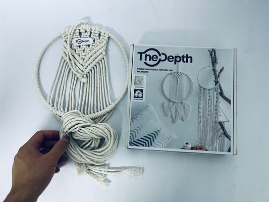 TheDepth Room Gold Decor Decorative Hanging Ornaments Macrame Wall Hanging Decor Woven Wall Hanging Decor Cotton Cord Dream Catcher Unique Elegant Tapestry Cotton Rope