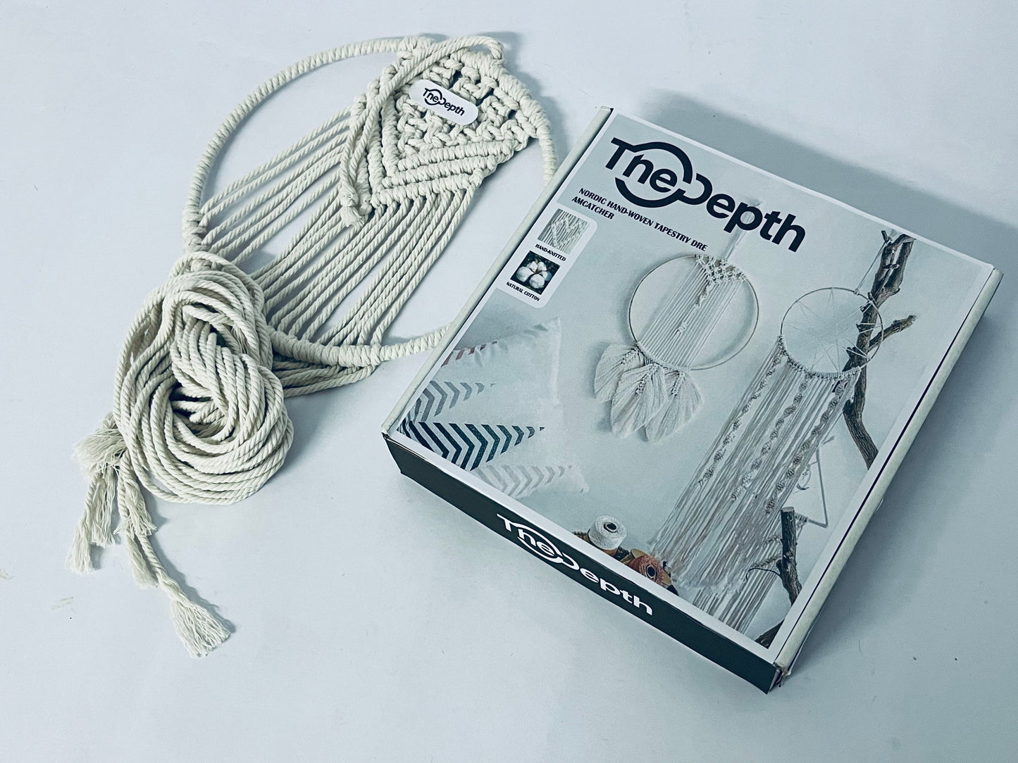 TheDepth Room Gold Decor Decorative Hanging Ornaments Macrame Wall Hanging Decor Woven Wall Hanging Decor Cotton Cord Dream Catcher Unique Elegant Tapestry Cotton Rope