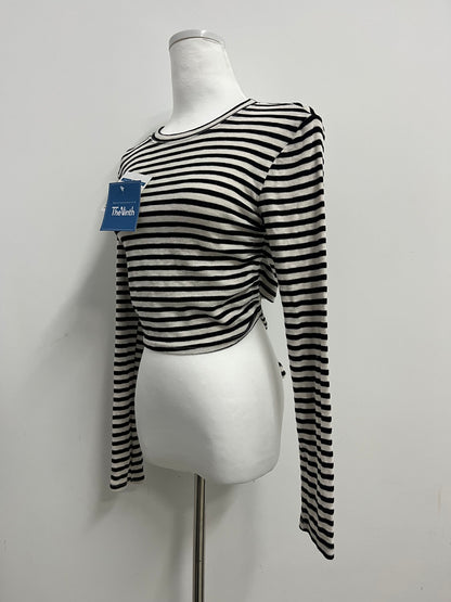 TheNinth Women's Casual Striped Tee Shirt Long Sleeve Round Neck Top