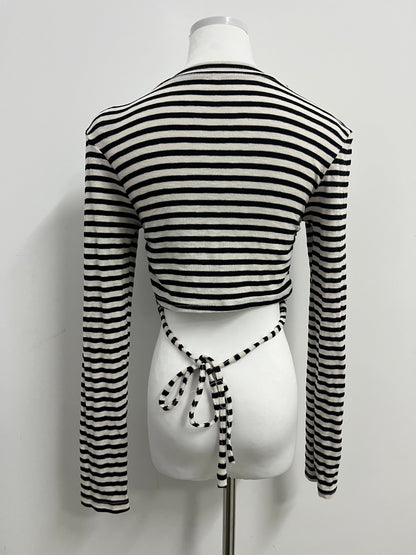 TheNinth Women's Casual Striped Tee Shirt Long Sleeve Round Neck Top