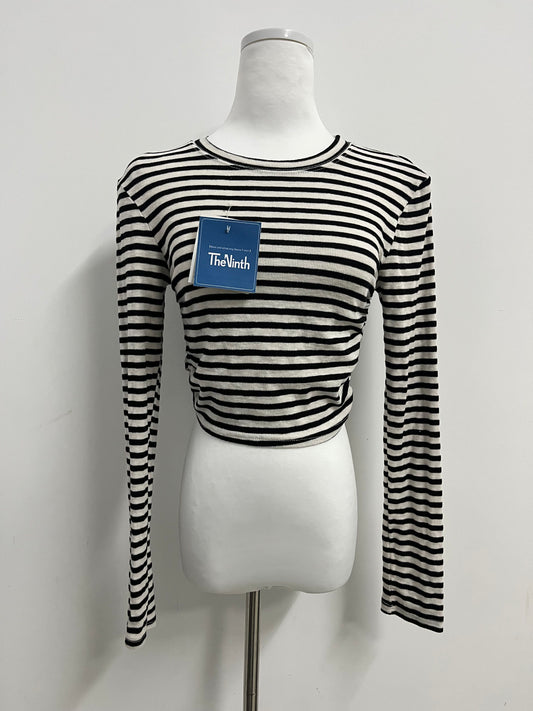 TheNinth Women's Casual Striped Tee Shirt Long Sleeve Round Neck Top