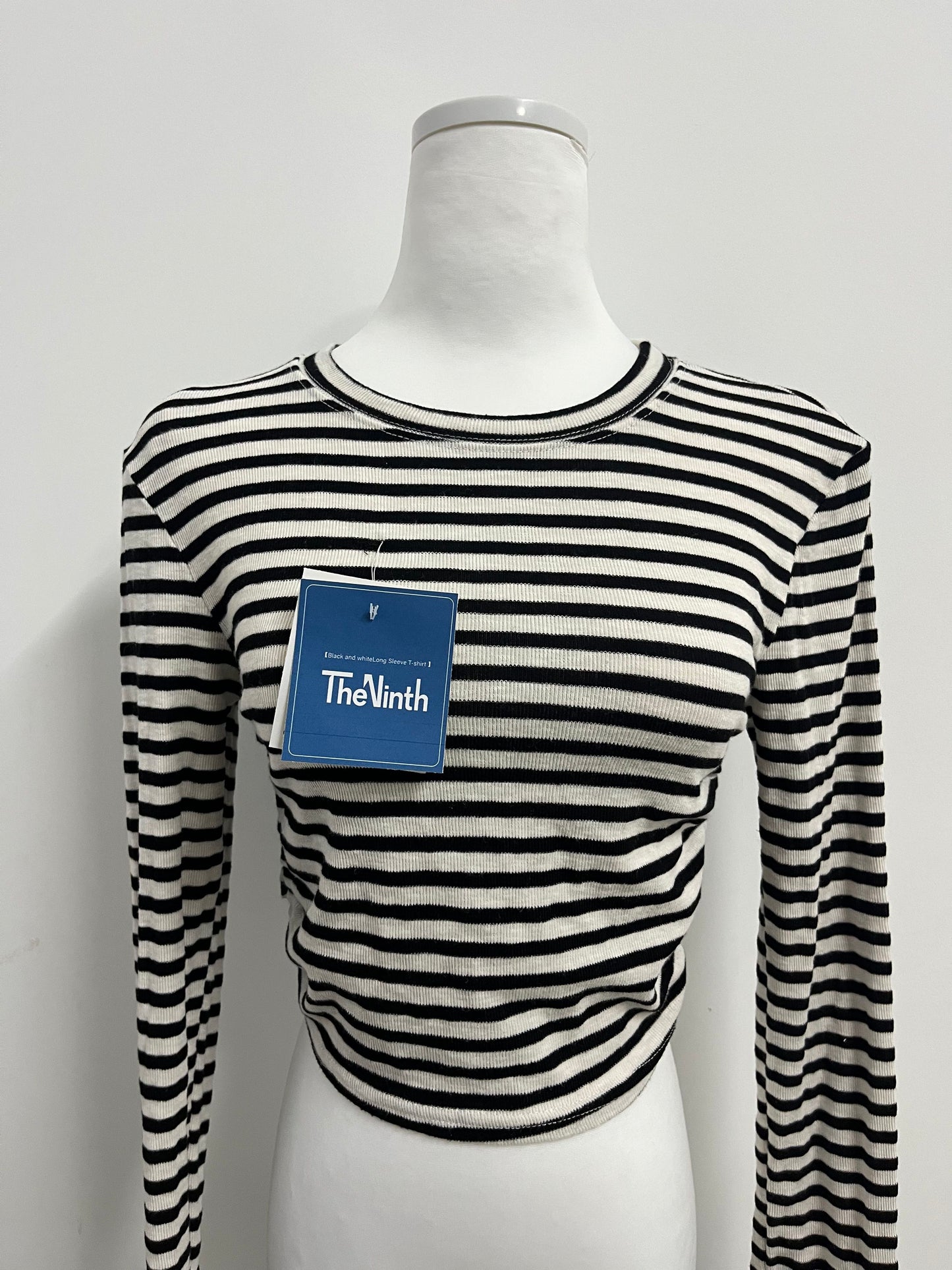 TheNinth Women's Casual Striped Tee Shirt Long Sleeve Round Neck Top
