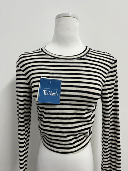 TheNinth Women's Casual Striped Tee Shirt Long Sleeve Round Neck Top