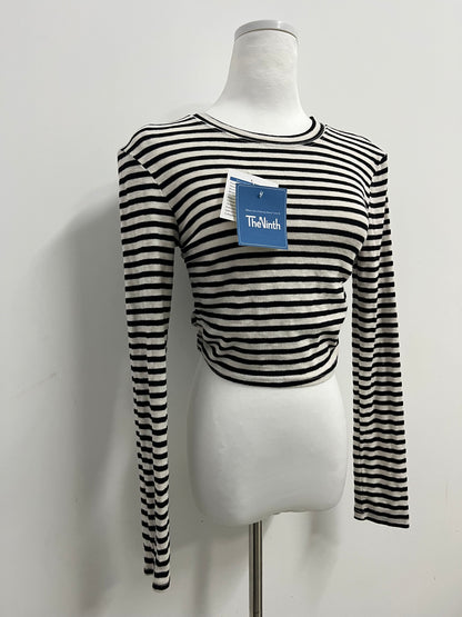 TheNinth Women's Casual Striped Tee Shirt Long Sleeve Round Neck Top