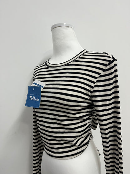 TheNinth Women's Casual Striped Tee Shirt Long Sleeve Round Neck Top