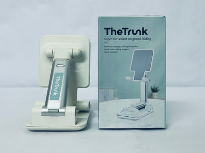 TheTrunk Cell Phone Stand, Angle Height Adjustable Cell Phone Holder with Silicon Pad for Desk Fully Forldable Mobile Phone Holder Compatible with All Mobile Phones (White)