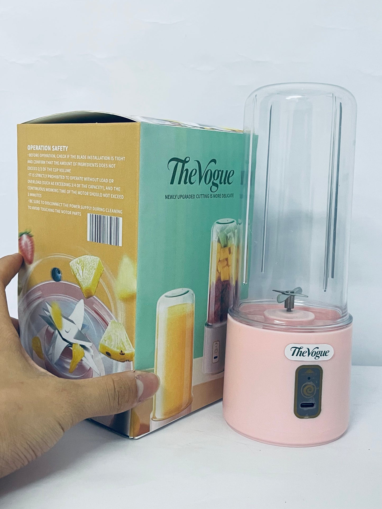 TheVogue Portable Blender 14oz for Juices & Smoothies with 4 blades Puwerful performances Fusion Blender  USB Rechargeable