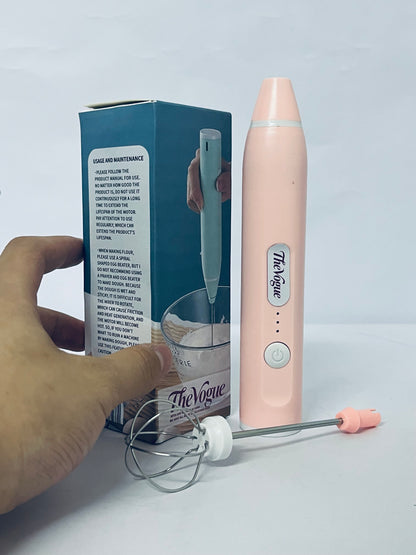 TheVogue Handheld USB Charging Electric Egg Beater Portable Stainless Steel Milk Frother Kitchen Bar Supplies