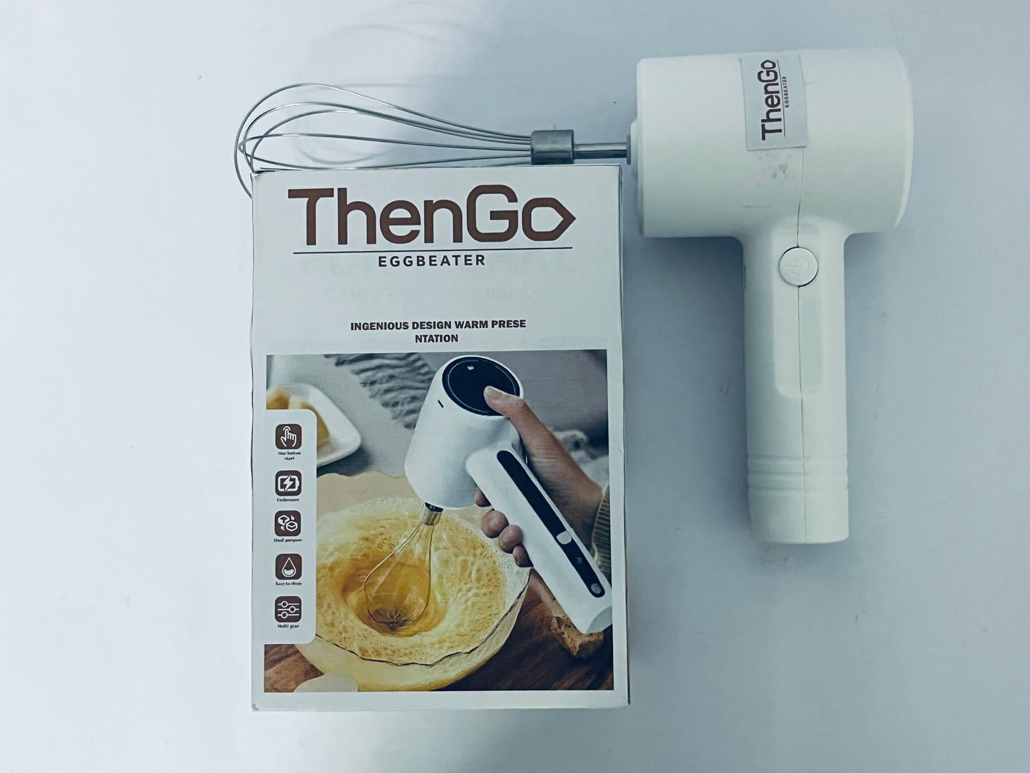ThenGo Cordless Hand Mixer Electric | Rechargeable 3-Speed Handheld Mixer | Portable Wireless Whisk Beaters for Baking, Eggs, Cream & Batters