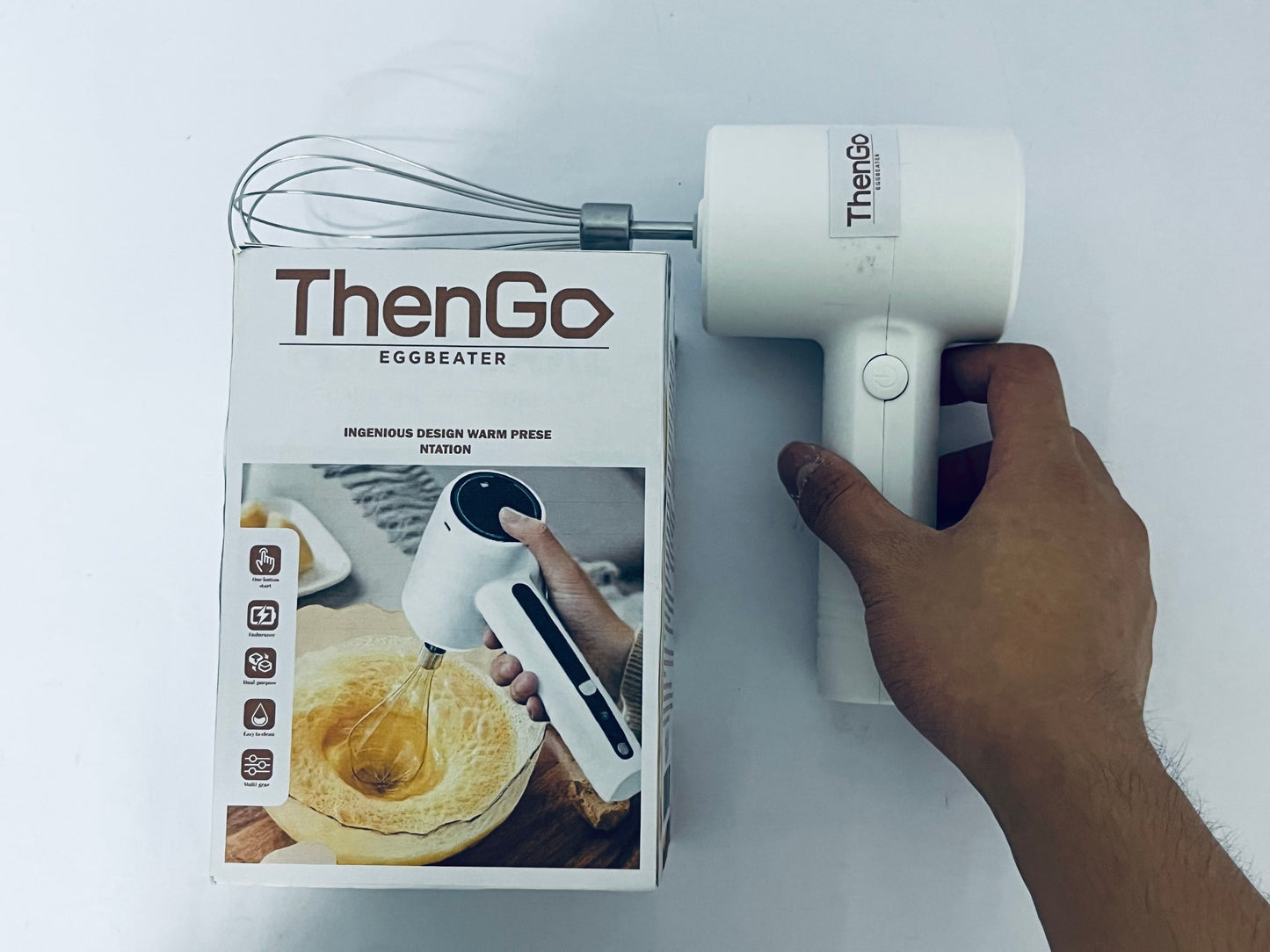 ThenGo Cordless Hand Mixer Electric | Rechargeable 3-Speed Handheld Mixer | Portable Wireless Whisk Beaters for Baking, Eggs, Cream & Batters