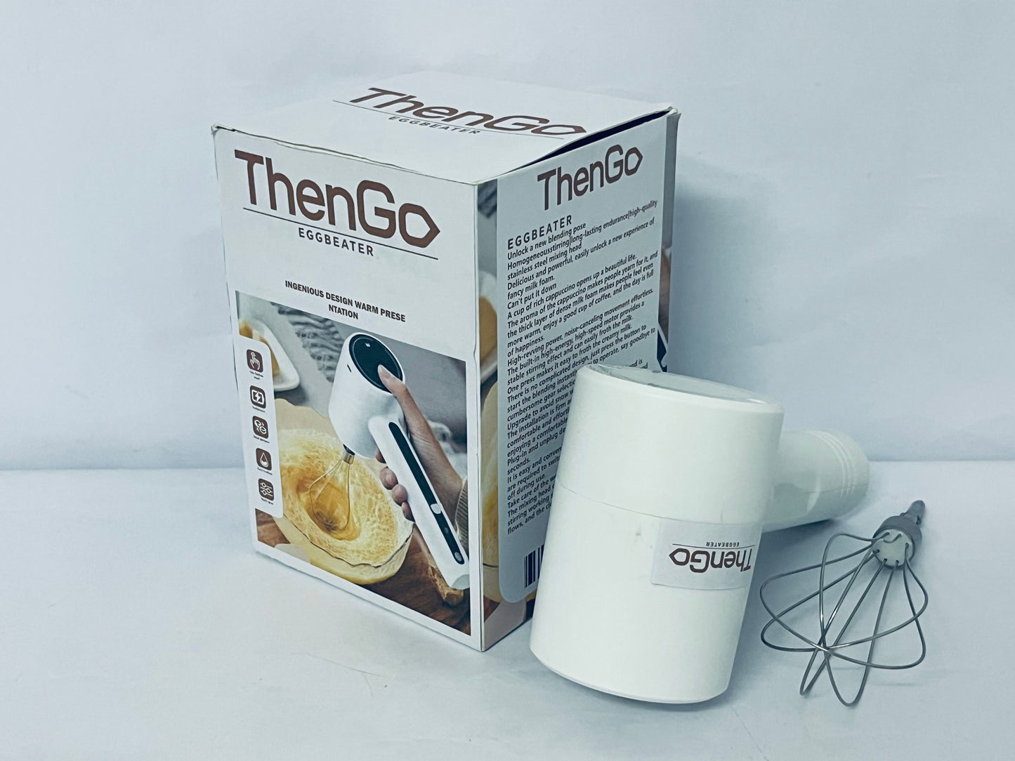 ThenGo Cordless Hand Mixer Electric | Rechargeable 3-Speed Handheld Mixer | Portable Wireless Whisk Beaters for Baking, Eggs, Cream & Batters