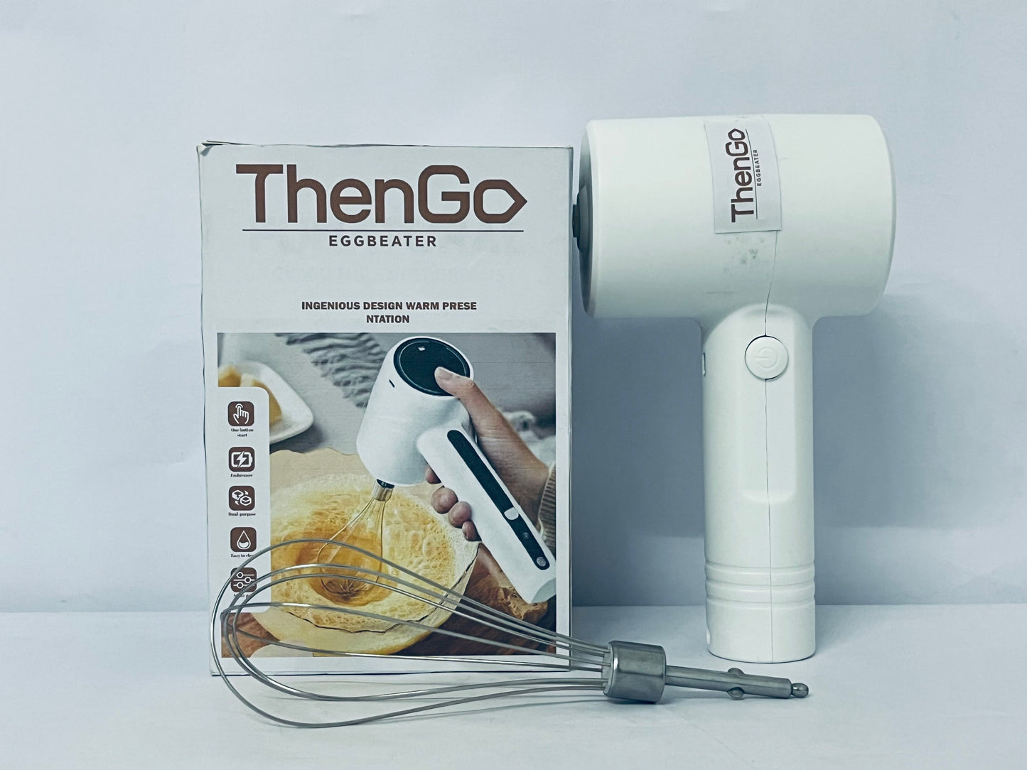 ThenGo Cordless Hand Mixer Electric | Rechargeable 3-Speed Handheld Mixer | Portable Wireless Whisk Beaters for Baking, Eggs, Cream & Batters
