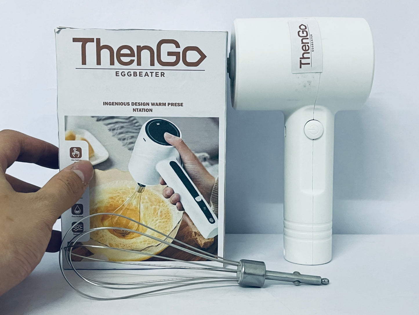 ThenGo Cordless Hand Mixer Electric | Rechargeable 3-Speed Handheld Mixer | Portable Wireless Whisk Beaters for Baking, Eggs, Cream & Batters