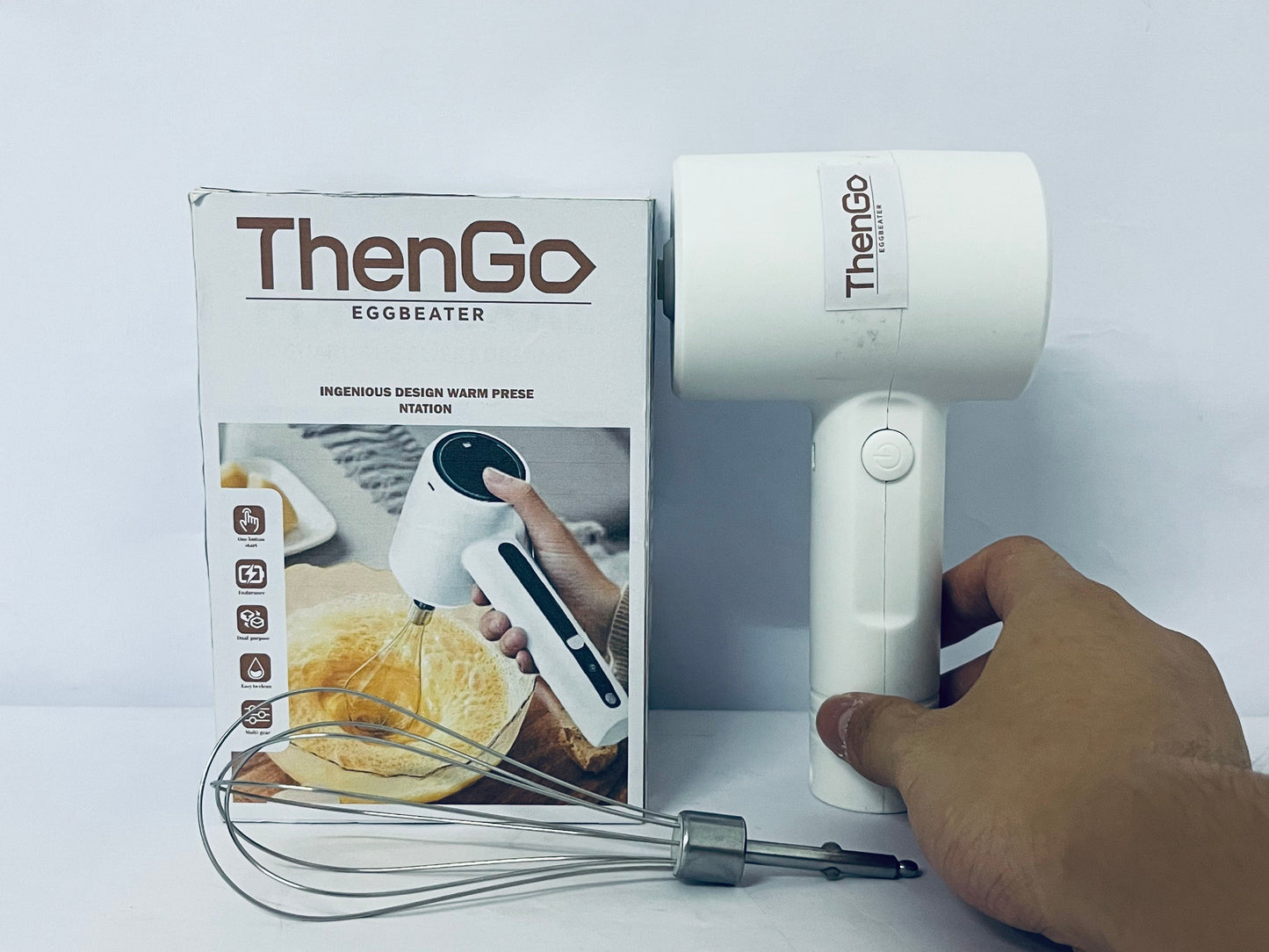 ThenGo Cordless Hand Mixer Electric | Rechargeable 3-Speed Handheld Mixer | Portable Wireless Whisk Beaters for Baking, Eggs, Cream & Batters
