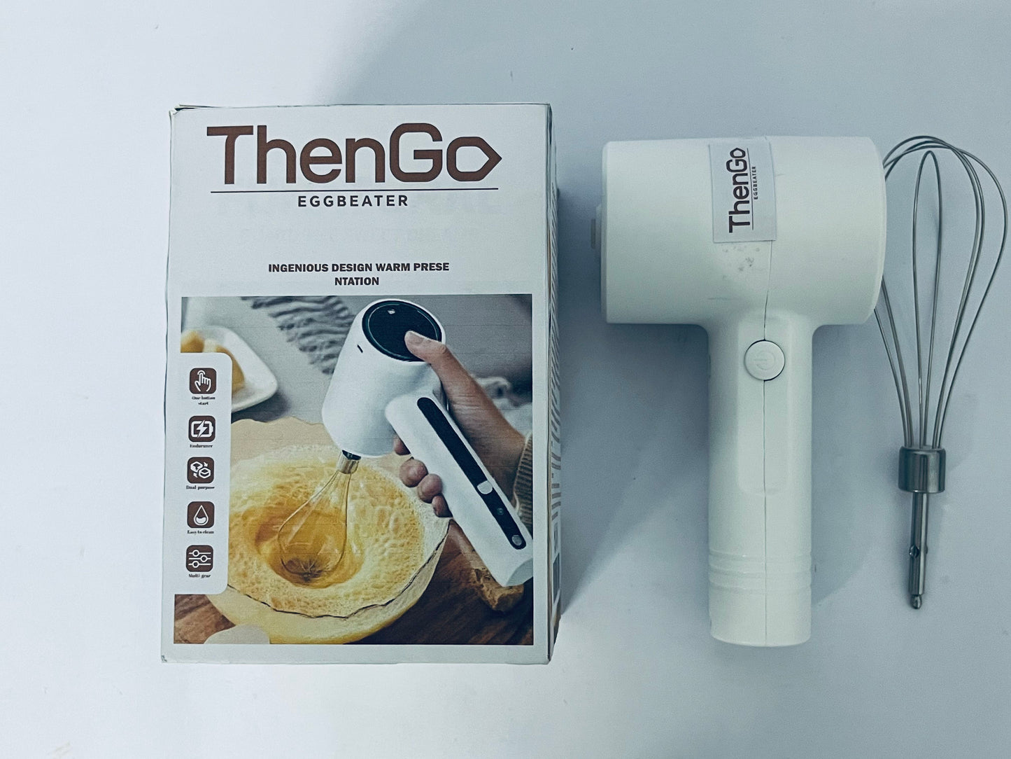 ThenGo Cordless Hand Mixer Electric | Rechargeable 3-Speed Handheld Mixer | Portable Wireless Whisk Beaters for Baking, Eggs, Cream & Batters