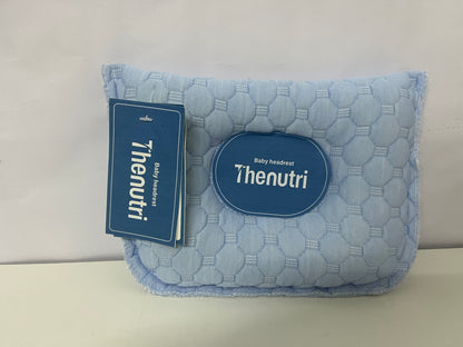 Thenutri Baby Headrest Pillow: Light Blue Quilted Breathable Fabric Pillow – Gentle Neck & Head Support for Infants in Cribs/Strollers
