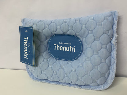 Thenutri Baby Headrest Pillow: Light Blue Quilted Breathable Fabric Pillow – Gentle Neck & Head Support for Infants in Cribs/Strollers
