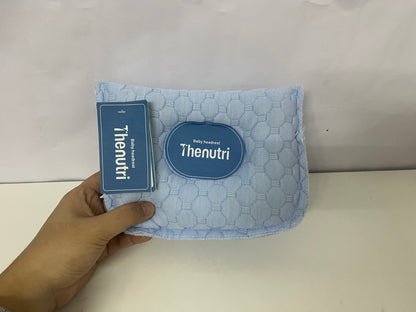 Thenutri Baby Headrest Pillow: Light Blue Quilted Breathable Fabric Pillow – Gentle Neck & Head Support for Infants in Cribs/Strollers
