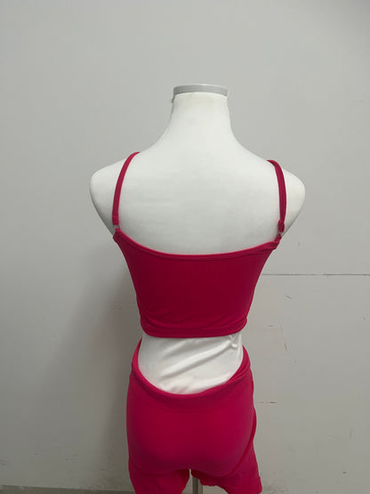 【Thistudio Bright Magenta Ribbed Tracksuits】—— Stylish & Comfortable Two-Piece Leisure Set
