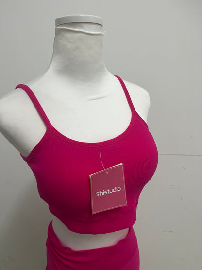 【Thistudio Bright Magenta Ribbed Tracksuits】—— Stylish & Comfortable Two-Piece Leisure Set