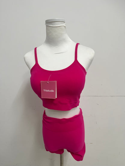 【Thistudio Bright Magenta Ribbed Tracksuits】—— Stylish & Comfortable Two-Piece Leisure Set