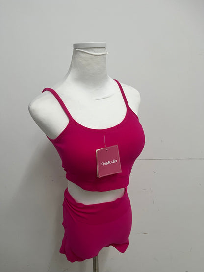 【Thistudio Bright Magenta Ribbed Tracksuits】—— Stylish & Comfortable Two-Piece Leisure Set
