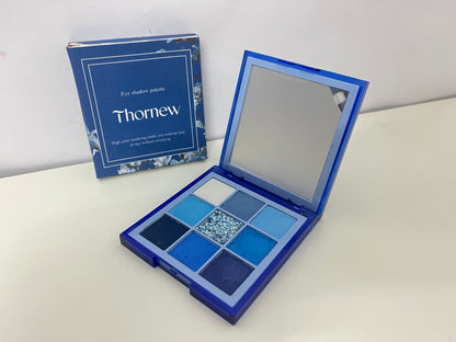 Thornew 9-Color Blue Eyeshadow Palette High Pigmentation Long-Lasting A Creative Choice for Eye Makeup Personalities