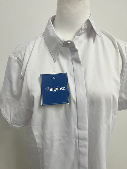 [Thugoose Chemises]——Thugoose Classic Twill Short-Sleeve Shirt - Oversized Versatile White Button-Down
