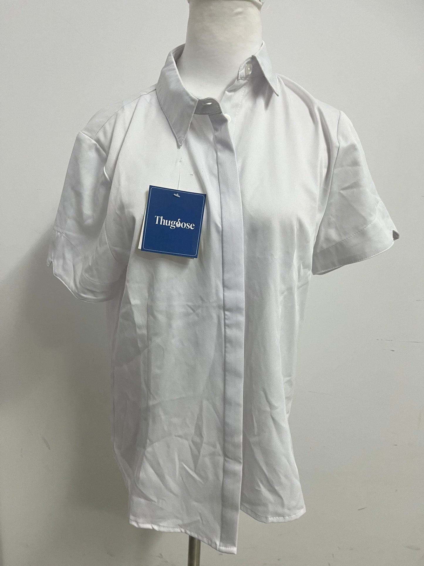 [Thugoose Chemises]——Thugoose Classic Twill Short-Sleeve Shirt - Oversized Versatile White Button-Down