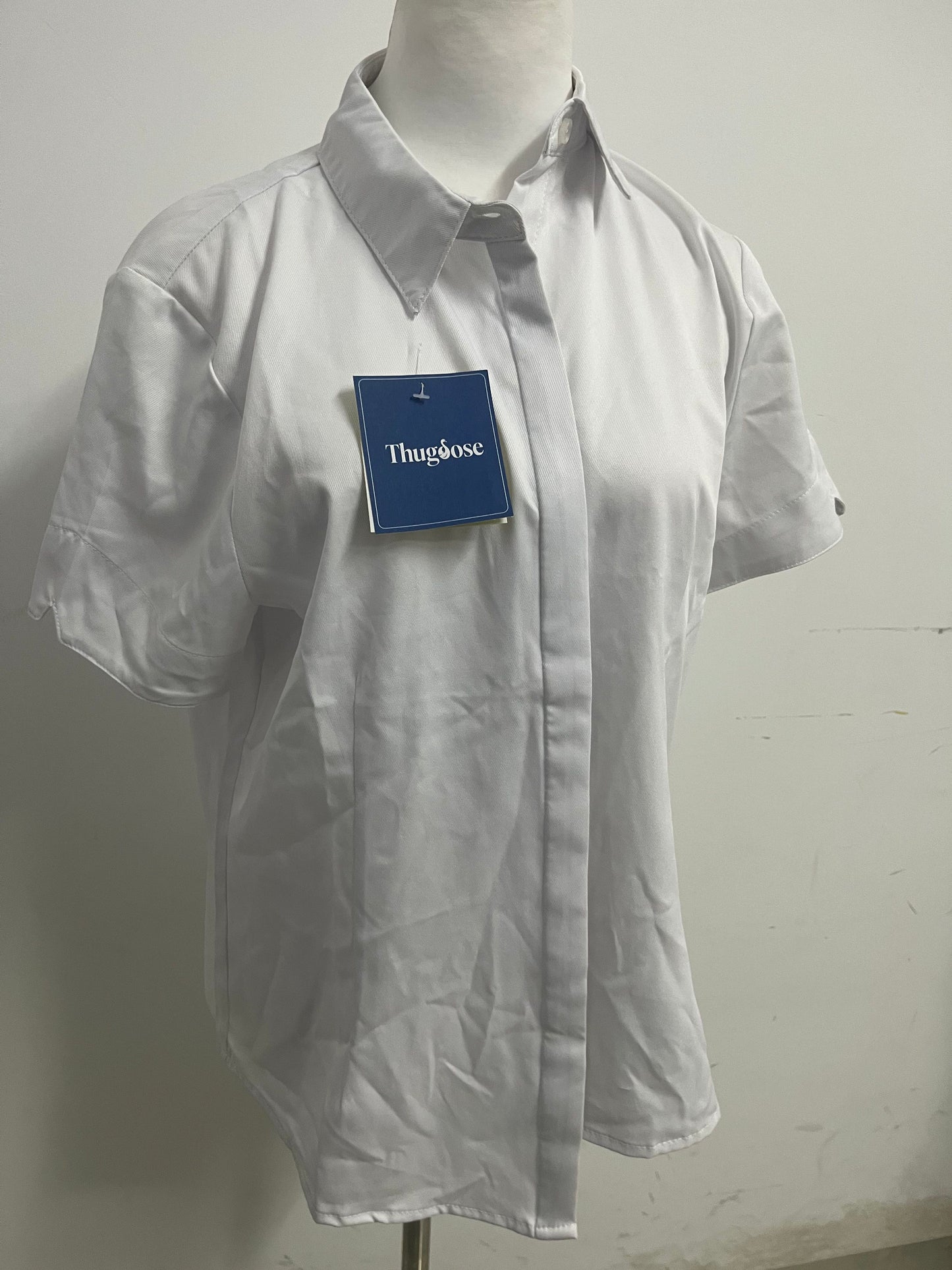[Thugoose Chemises]——Thugoose Classic Twill Short-Sleeve Shirt - Oversized Versatile White Button-Down