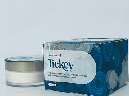 Tickey Long-Lasting Loose Powder, Ultra-Fine Texture, Oil-Control & Matte Finish, Create Transparent Natural Makeup Look