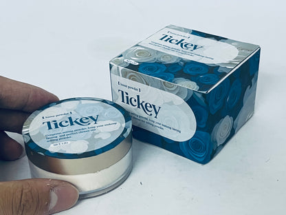 Tickey Long-Lasting Loose Powder, Ultra-Fine Texture, Oil-Control & Matte Finish, Create Transparent Natural Makeup Look