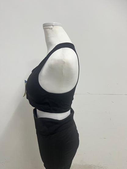 【Tidelf Black Racerback Tracksuits】—— Sleek & Comfortable Two-Piece Activewear Set