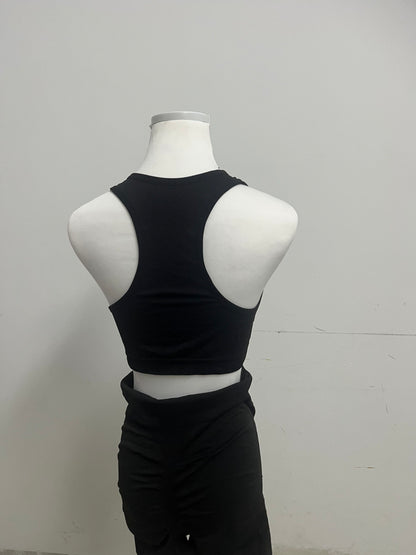 【Tidelf Black Racerback Tracksuits】—— Sleek & Comfortable Two-Piece Activewear Set