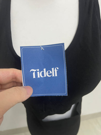 【Tidelf Black Racerback Tracksuits】—— Sleek & Comfortable Two-Piece Activewear Set