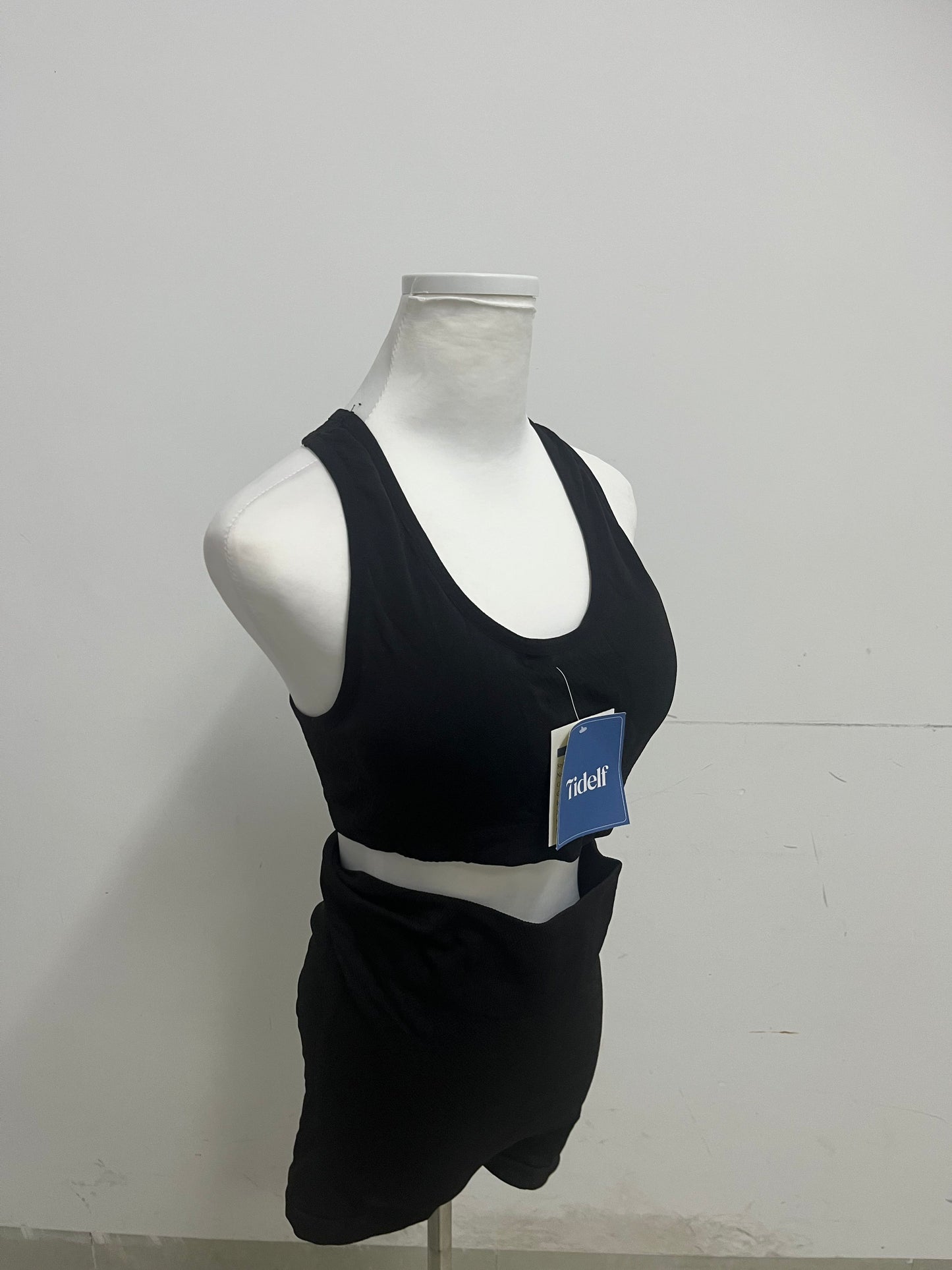 【Tidelf Black Racerback Tracksuits】—— Sleek & Comfortable Two-Piece Activewear Set