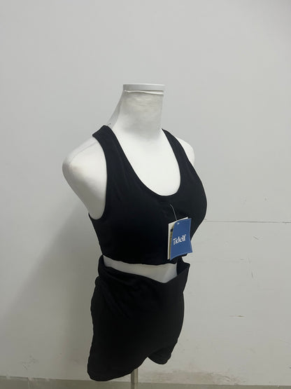 【Tidelf Black Racerback Tracksuits】—— Sleek & Comfortable Two-Piece Activewear Set