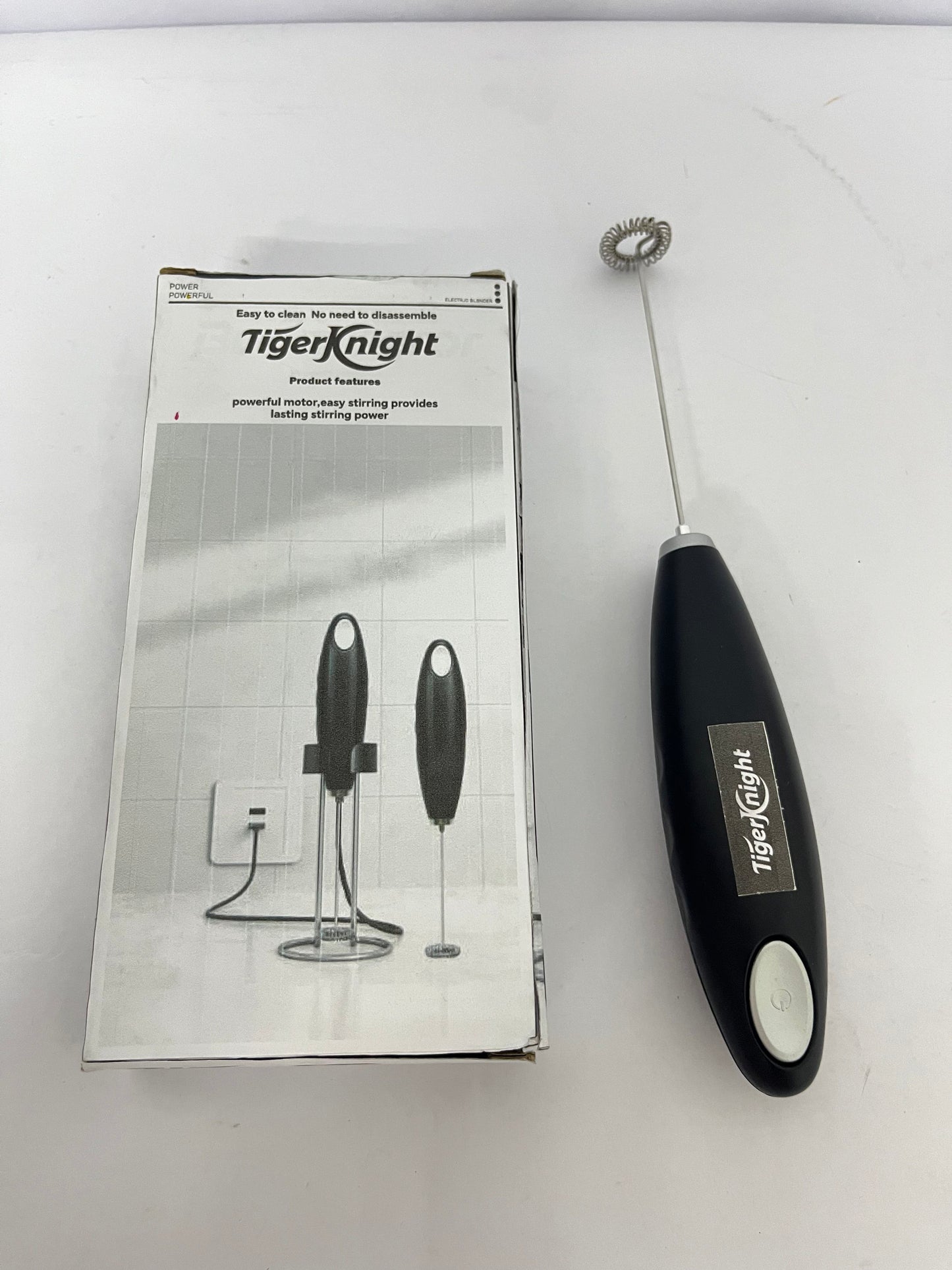 TigerKnight Black Handheld Milk Frother Wand for Coffee, Rechargeable Electric Whisk with 3 Heads 3 Speeds Drink Mixer Coffee Frother For Latte, Cappuccino, Hot Chocolate, Egg
